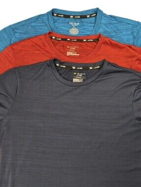 Lot Of 3 TEK-GEAR Mens M Aqua, Red & Navy Dri-Fit Performance Shirts EUC Sku688
